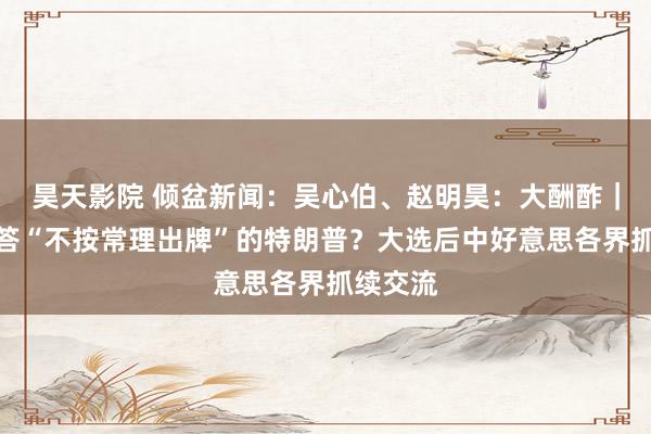 昊天影院 倾盆新闻：吴心伯、赵明昊：大酬酢｜如何应答“不按常理出牌”的特朗普？大选后中好意思各界抓续交流
