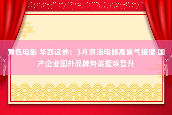 黄色电影 华西证券：3月清洁电器高景气接续 国产企业国外品牌势能握续晋升