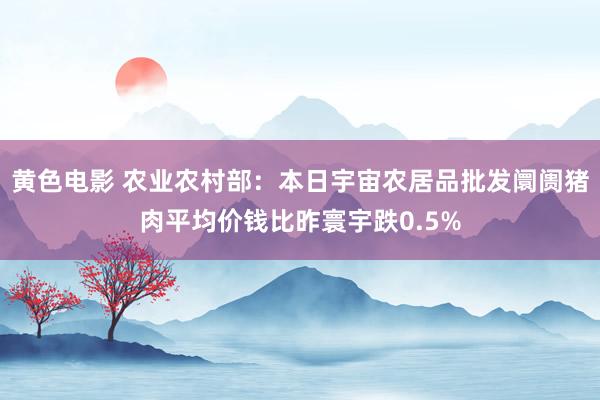 黄色电影 农业农村部：本日宇宙农居品批发阛阓猪肉平均价钱比昨寰宇跌0.5%